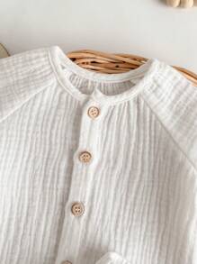 Newborn Baby Boy Casual Cute Summer White Short Sleeve Shirt And Elastic Waist Shorts Set