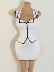 BamGleam 女士日常两件套服装 - 白色 - 查看 4