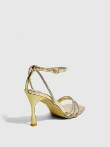 CUCCOO SZL Gold Rhinestone Embellished Cute Fairy Dress Sandals, Ladies Summer Pointed Toe High Heels - Gold - View 8