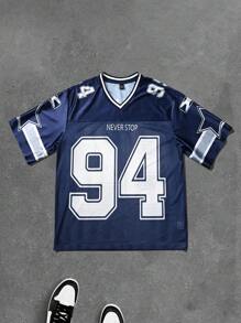 Manfinity LEGND Plus Size Men's Mesh V-Neck Sports Baseball T-Shirt