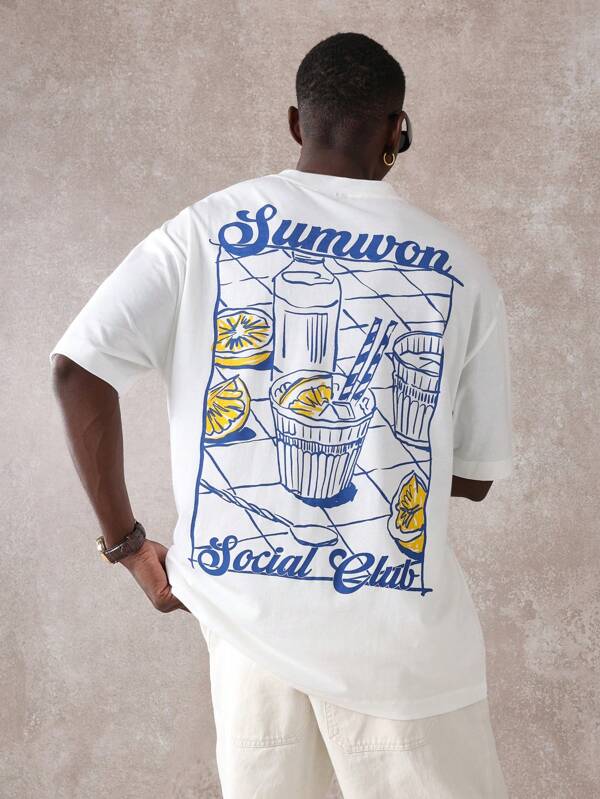 SUMWON Sumwon Social Club Graphic T-Shirt Retro Drink Design Club Style Streetwear Urban Fashion Casual Summer Tee Unisex Oversized Style Cool Print Skateboard Fashion