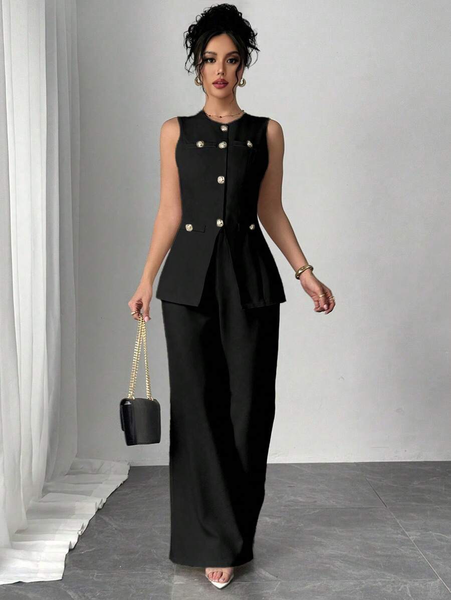 Chiquease Women Two Pieces Outfits For Daily Wear - Black - View 1