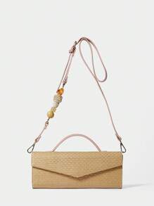 SHECARRY Bolso cruzado casual de moda con correa de cuentas cuadrada para uso diario de mujeres - Rosa - Ver 2