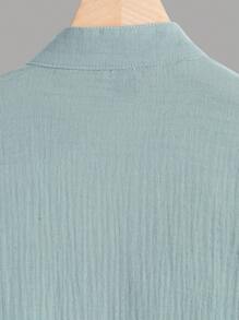 Manfinity Homme Camisa de manga corta de un solo pecho, de color uniforme, informal/para trabajo, camisas sencillas para hombres