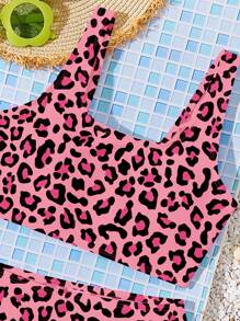 SHEIN Tween Girls Casual Minimalist Camisole & Triangle Bikini Swimsuit Set, Suitable For Summer - Multicolor - View 5