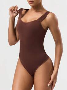 Seamluxe SHEIN Sport Women Solid Color Casual Romper Jumpsuit, Sports Activewear