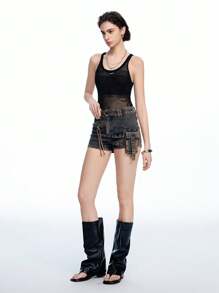 LYSMO Women's Solid Color Sheer Casual Camisole Knit Top