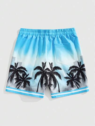 Street Life Pantalones cortos de moda con estampado de árbol de coco, apropiados para el verano