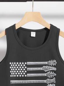 SHEIN Teens Boys Casual Sleeveless Tank Top, Sports Street Punk Rock College Daily Outgoing Party Music Festival, Suitable For Spring Summer