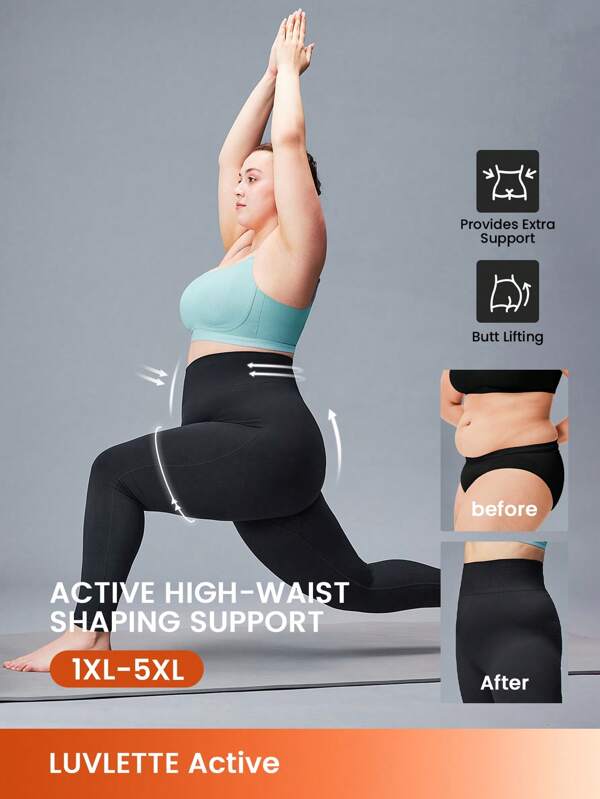 LUVLETTE Plus damskie czarne szerokie legginsy do jogi, fitnessu i ćwiczeń, legginsy sportowe na siłownię