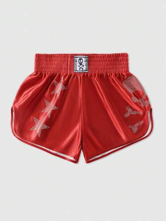 Prep Men's Rhinestone Sparkle Sports Shorts, Suitable For Boxing, Basketball
