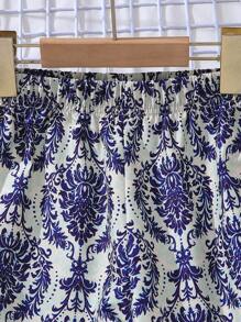 2025 New Vacation Style Printed Wide-Leg Pants, Girls Beach Summer Casual Straight Trousers, Loose Fit For Big Tween Girl