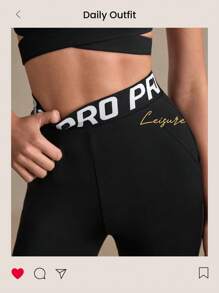 Women's Basic Yoga Pants With Waistband, Pockets And Flared Leg - Black - View 5