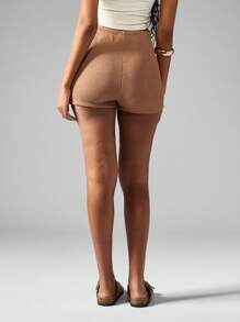 MISSGUIDED High Waist Textured Cycling Shorts Athletic Compression Waffle Knit Hot Pants Body Shaping Summer Workout Loungewear Beach Exercise Activewear