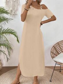 EMERY ROSE Women's Fashionable Design Summer Dress, Versatile Maxi Women Outfit - Apricot - View 4