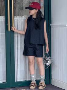 DAZY Tween Girls Denim Two Pieces Outfits - Dark Wash - View 6