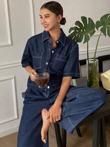 Livesso Women's Waist Cinched Short Jacket & Jeans Set Fall/Winter