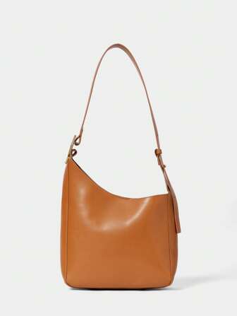 SHECARRY Women's Solid Color Large Capacity Simple Shoulder Bag, Casual Daily Messenger Bag