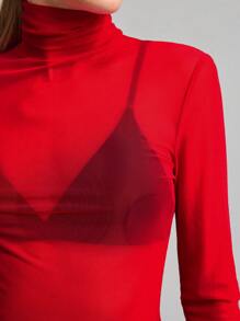 Ontre Women's Stockholm Style Teacher Autumn High Neck Knit Top, Elegant Autumn/Winter, Mesh Long Sleeve Top, Business Casual Basic Top