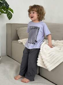 DAZY 2pcs/Set Toddler Boys Fall Outfit - Blue - View 2