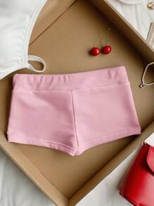 Comfortcana 轻盈粉色樱桃图案抽绳腰部修身短裤，夏季 - 粉色 - 查看 2