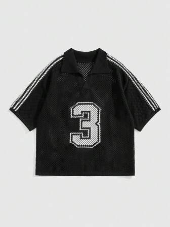 Prep Camisetas de punto de manga corta con rayas laterales digitales para hombres