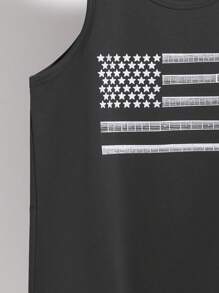 SHEIN Teens Boys Casual Sleeveless Tank Top, Sports Street Punk Rock College Daily Outgoing Party Music Festival, Suitable For Spring Summer