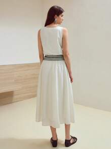 MOTF STUDIO 刺绣无袖连衣裙 - 杏色 - 查看 3