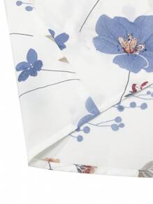 SHEIN Clasi 大码女式花卉印花 A 字裙，休闲夏日度假风格，蓝色 - 彩色 - 查看 3