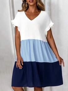 EMERY ROSE Vestido de moda con bloques de color, adecuado para el verano, tallas grandes - Multicolor - Ver 3