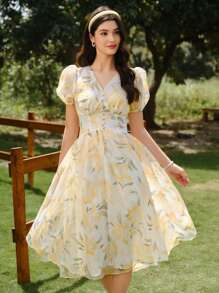 Vintamour Women's Vintage Elegant Floral Dress Spring/Summer Summer Outfits For Women Summer Dresses For Women Prom Dress Graduation Dress Summer Clothes Dresses For Women Summer Wedding Guest Dress Women Sun Dresses For Women Vacation Outfits Women Vacation Outfits Woman Graduation Dresses For Women Dresses For Women Elegant Formal Dresses For Women Easter Dress Women Elegance Yellow Dress Elegant Dresses For Women Birthday Dresses Mother's Day Dress