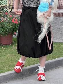 DAZY Tween Girls' Casual Solid Color Floral Bud Skirt, Summer - Black - View 5