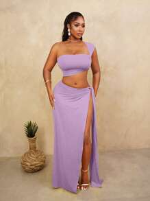 BamGleam Conjunto de dos piezas para mujer para uso diario - Morado - Ver 5