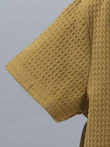 SHEIN 男童两件套短袖纯色衬衫和短裤套装，夏季时尚 - 軍綠色 - 查看 4