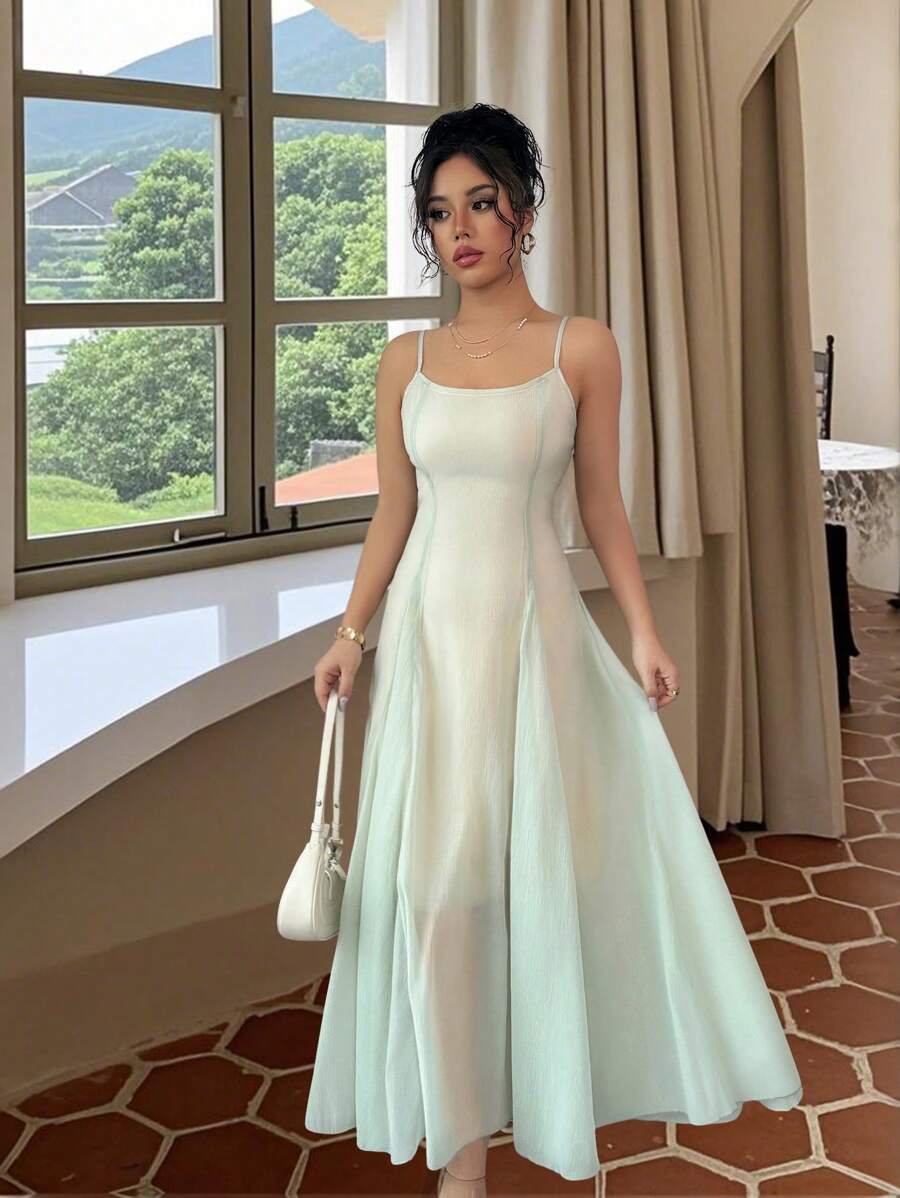 Chiquease Women's Spring/Summer Sleeveless Long Dress, Green, Fashionable & Romantic - Green - View 1