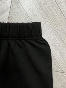 SHEIN 2pcs Set Casual Teen Boys Short Sleeve T-Shirt And Shorts Outfit, Street Punk Rock Style, Suitable For Spring/Summer, Festivals, Parties - Black - View 4