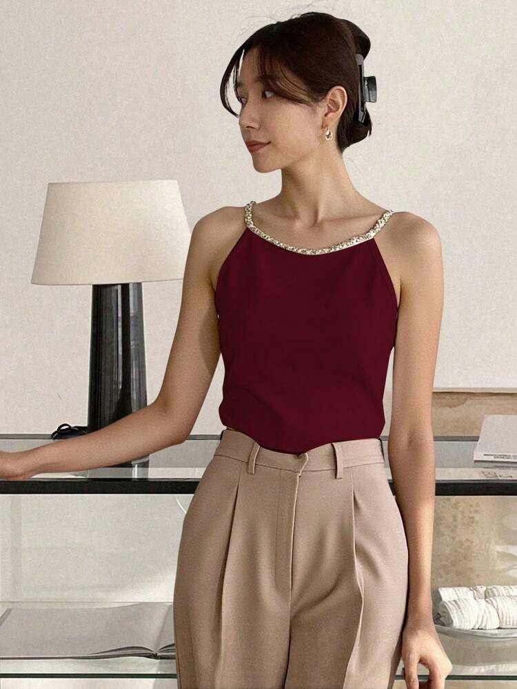 Luxury Elegant Satin Women Summer Casual Camisole Tank Top