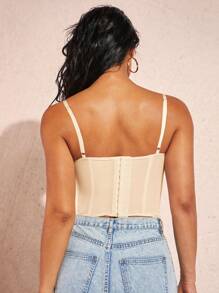 Silquee Ladies' Slim Fit Lace Contrast Mesh Camisole Top,Fall/Autumn - Apricot - View 2