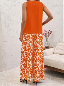 SHEIN Clasi Women Two Pieces Outfits For Daily Wear - Orange - View 3