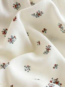 Loomiva Baby Girl Floral Print Round Neck Ruffle Hem Sleeveless Romper - Multicolor - View 7