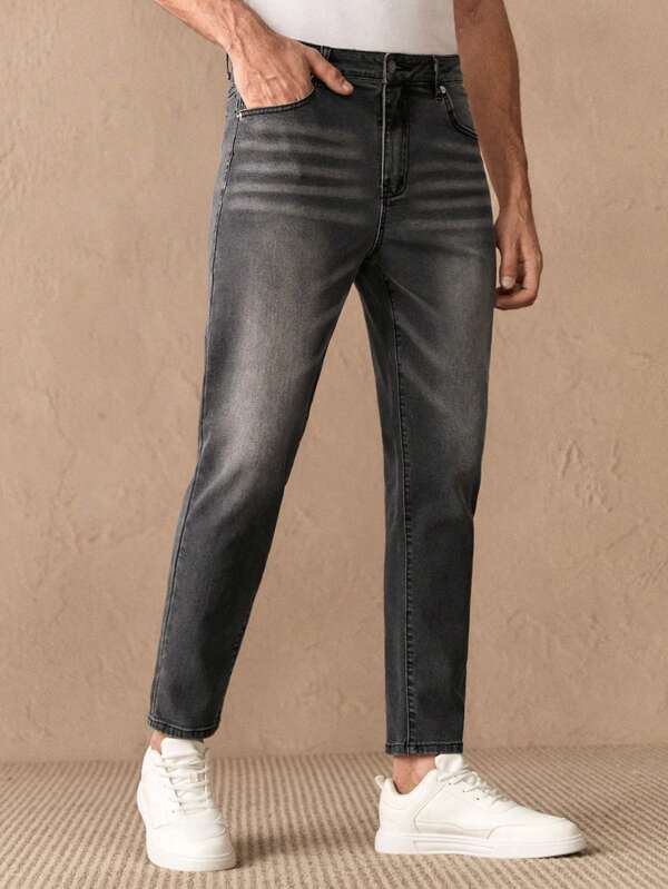 GENTILAND Calça jeans elástica slim fit masculina, calça jeans skinny fit preta, novo estilo