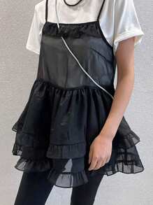 DAZY Camisola transparente para mujeres con diseño de pastel de capas en unicolor y patchwork