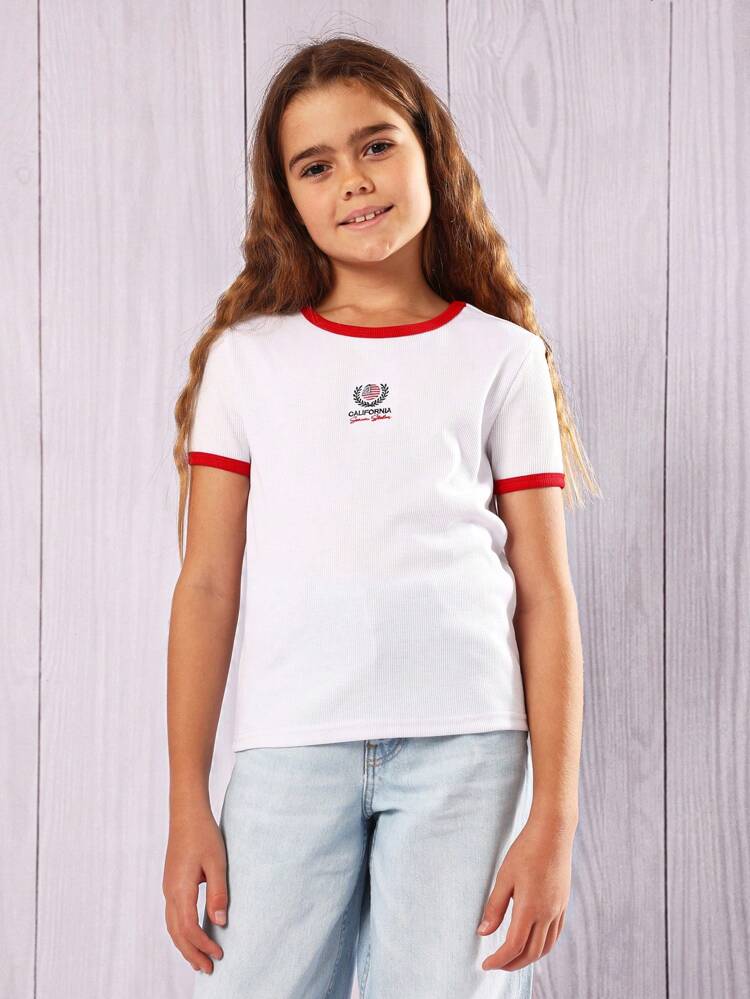 T-shirt con logo a coste Ringer