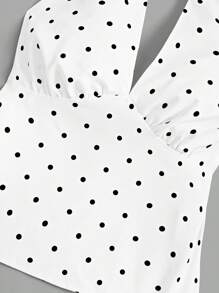 Sweetra 女士欧美风白色波点细肩带吊带背心，春夏