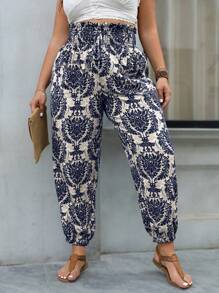 SHEIN Clasi Plus Size Loose Casual Pants, Suitable For Summer - Navy Blue - View 5