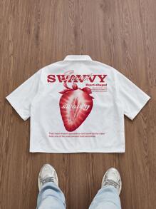 SWAVVY Camisa corta y holgada blanca para hombre, estilo emo - Blanco - Ver 3