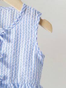 SHEIN Conjunto de 2 piezas de parte superior sin mangas de rayas y pantalones de pierna ancha para niñas bebés y niñas pequeñas de 0 a 3 años, ideal para uso casual, diario y de vacaciones en primavera y verano
