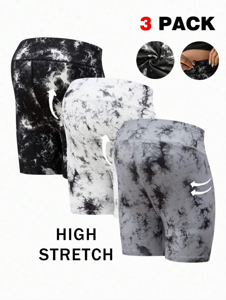SHEIN Pregnant Women's Fashionable Tie-Dye High Waist Leggings Maternity Trousers - Multicolor - View 1