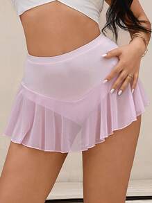 Zolique Women Solid Color High Waist Pleated Casual Skort
