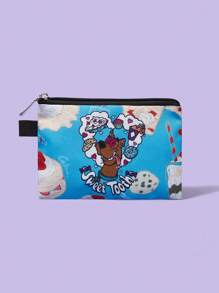 SCOOBY-DOO X SHEIN 可爱蛋糕和小狗印花零钱包，蓝色 - 彩色 - 查看 2